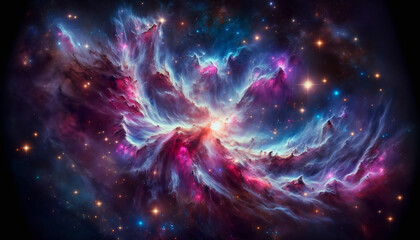 Swirling Nebulae in a Starry Galaxy
