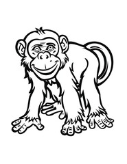 Fototapeta premium Playful Monkey: Simple Line Art Coloring Page - Coloring Pages for All Ages - Easy Coloring Pages - Line Art - Printable pages - Simple Patterns 
