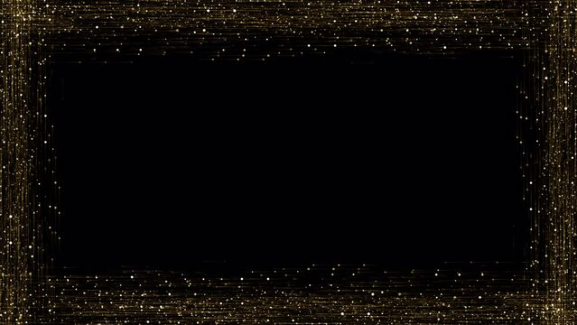 Golden frame border particles gold bokeh event awards trailer titles cinematic concert openers luxury presentation background loop
