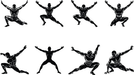 man stretching his body set illustration isolated on white background eps 10