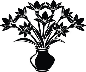 vase with flowers isolated on white background eps 10