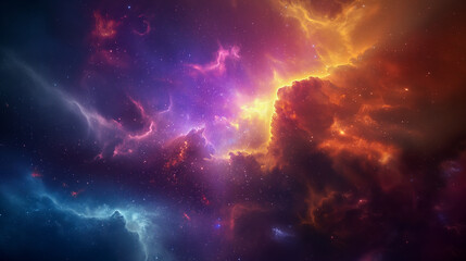 Fototapeta premium Dazzling Nebula with Bright Hues and Starry Sky in the Vast Expanse of Space