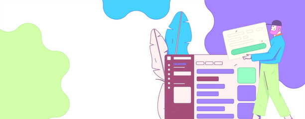 Flat vector illustration of business people operating work scene
