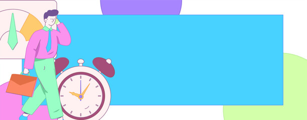 Flat vector illustration of business people operating work scene
