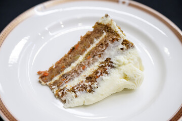 piece of carrott cake on a plate