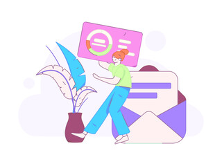 Flat vector illustration of business people operating work scene
