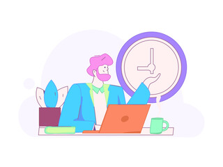 Flat vector illustration of business people operating work scene
