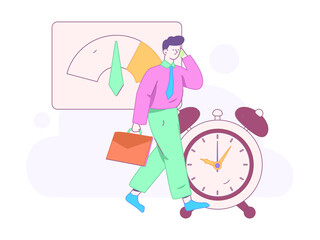 Flat vector illustration of business people operating work scene
