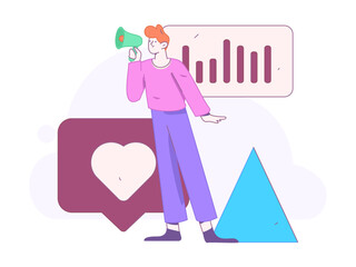 Flat vector illustration of business people operating work scene
