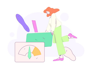 Flat vector illustration of business people operating work scene
