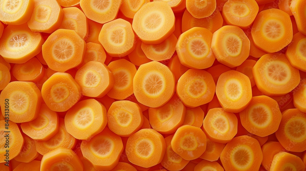 Aufkleber a symphony of sliced carrots, their shapes and forms arranged in a visually pleasing composition, se