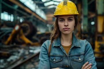 Confident female worker in industrial setting