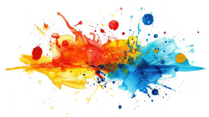 Abstract acrylic paint stain texture and watercolor splash. Hand drawing colorful acrylic splatter isolated on white background

