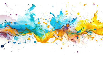 Fototapeta premium Abstract acrylic paint stain texture and watercolor splash. Hand drawing colorful acrylic splatter isolated on white background 