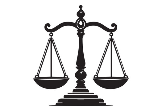 A weight balance scale silhouette on a solid white background.