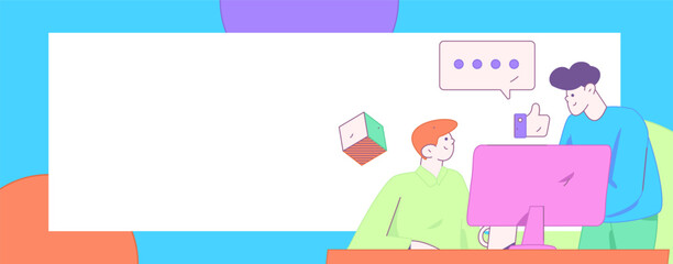 Flat vector illustration of business people operating work scene
