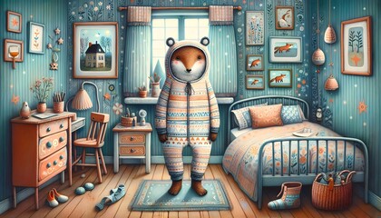 ilustración infantil, libro de cuentos, cuento, pijama, habitación infantil, protección, papel tapiz, dormitorio, amor, saludo, decoración, arte, decoraciones, ilustración, bebé