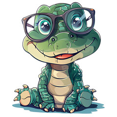 Obraz premium Cute Alligator wearing glasses, Generative AI illustration