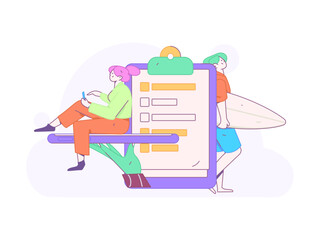 Flat vector illustration of business people operating work scene
