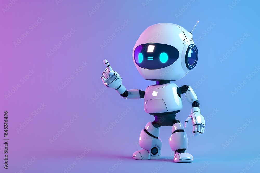 Poster advanced ai robot with pointing gesture