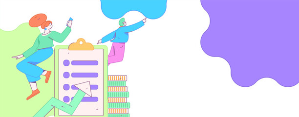 Flat vector illustration of business people operating work scene
