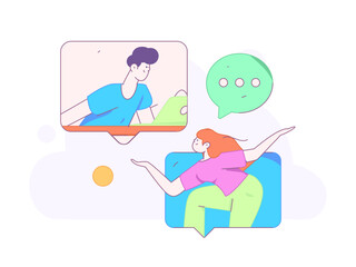 Flat vector illustration of business people operating work scene
