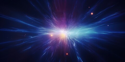 Naklejka premium Stunning cosmic explosion in outer space with vibrant lights, perfect for sci-fi themes and astrophysics backgrounds.
