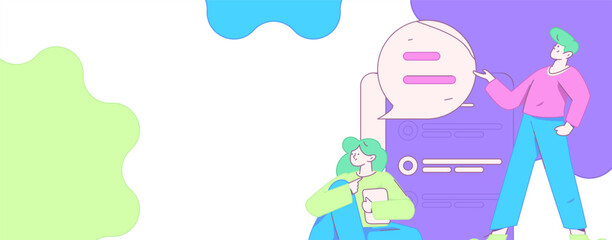 Flat vector illustration of business people operating work scene
