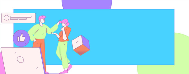 Flat vector illustration of business people operating work scene
