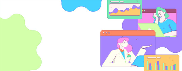 Flat vector illustration of business people operating work scene
