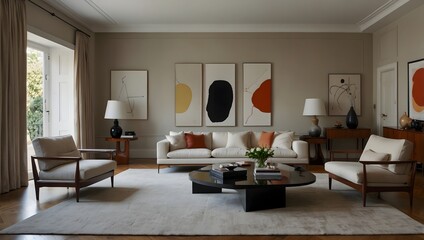  A modern drawing room adorned with minimalist furniture and abstract artwork ai-generated