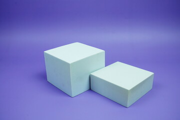 White podium mockup product presentation concept on purple geometric background