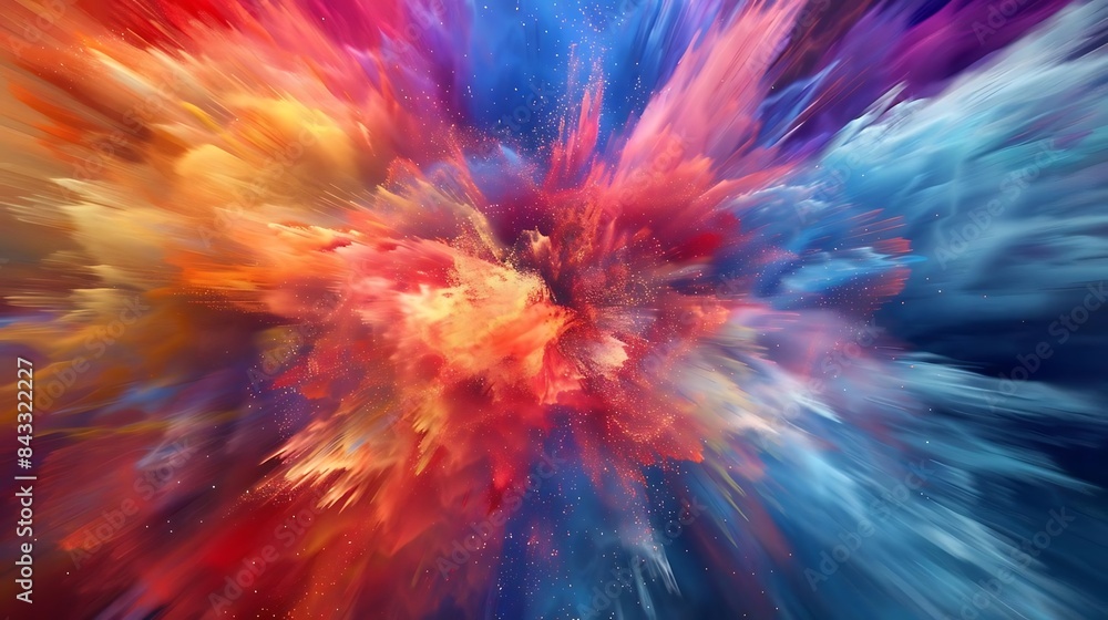 Poster a colorful fractal image featuring a variety of shapes and sizes, including a square, triangle, rect