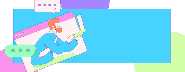 Flat vector illustration of business people operating work scene
