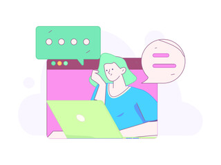 Flat vector illustration of business people operating work scene
