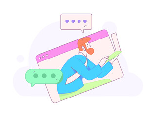 Flat vector illustration of business people operating work scene
