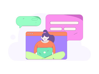 Flat vector illustration of business people operating work scene
