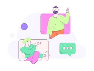 Flat vector illustration of business people operating work scene
