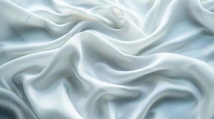 Obraz premium Elegant white silk fabric with smooth, flowing folds creates a luxurious and soft texture, perfect for backgrounds or design projects.