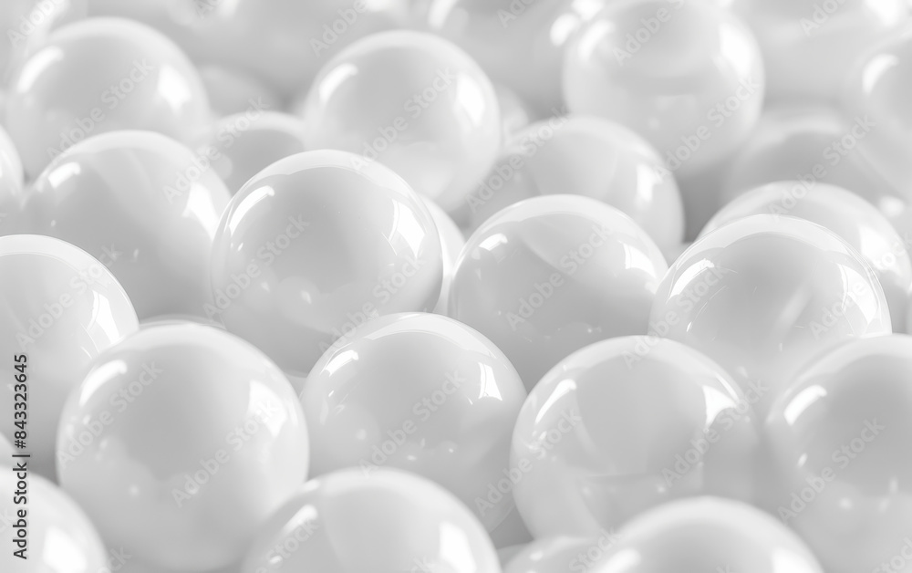 Aufkleber a close-up image of numerous white, shiny, spherical objects, arranged closely together, creating a 