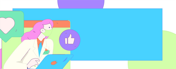 Flat vector illustration of business people operating work scene
