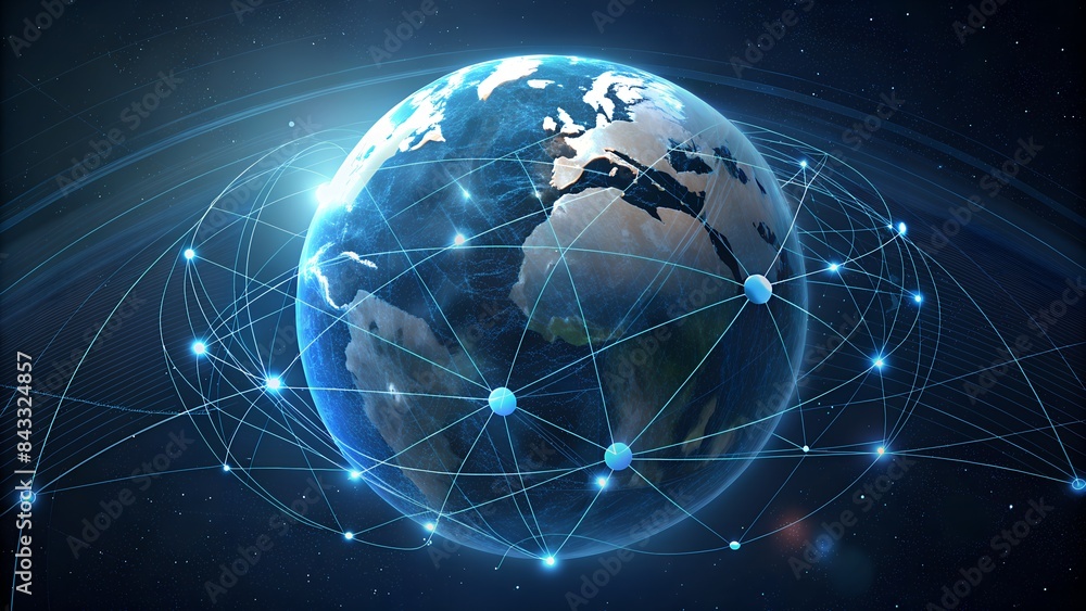 Poster future technology backdrop with circles and lines around earth's surface