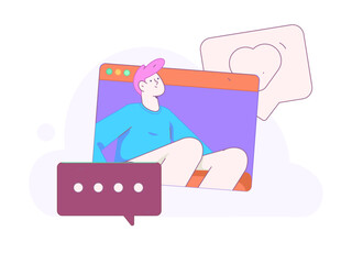 Flat vector illustration of business people operating work scene
