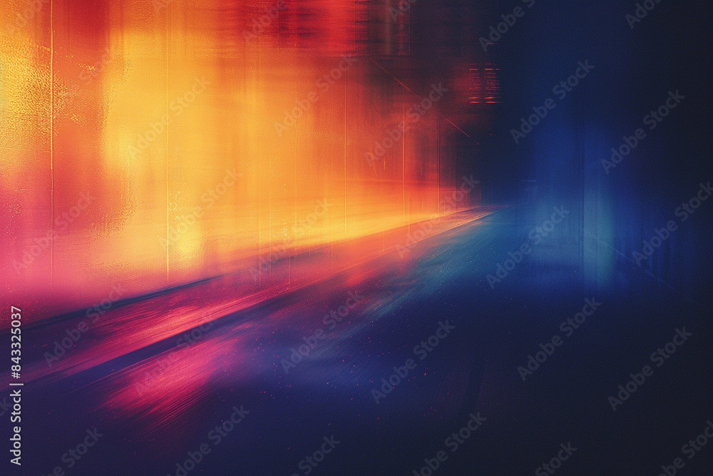 Poster grainy abstract light streaks in vibrant colors creating a dynamic and futuristic visual effect, per