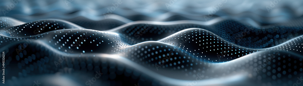 Poster abstract digital landscape with futuristic dot wave pattern. perfect for technology, data visualizat