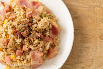 fried rice with bacon ham and black peppers
