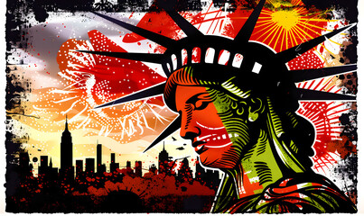 Statue of Liberty in Splendor: USA's Freedom Day Glow