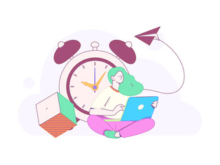 Flat vector illustration of business people operating work scene
