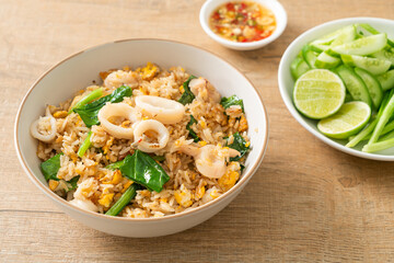 Fried rice with squid or octopus