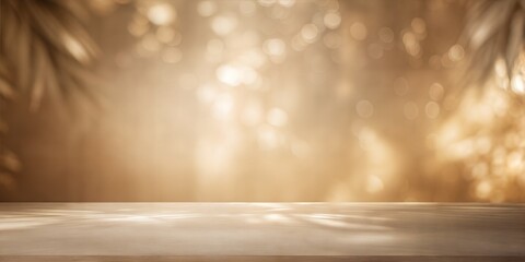 Warm Taupe Blur: A minimalist Warm Taupe blurred background with gentle shadows on the floor and wall, perfect for product display.
